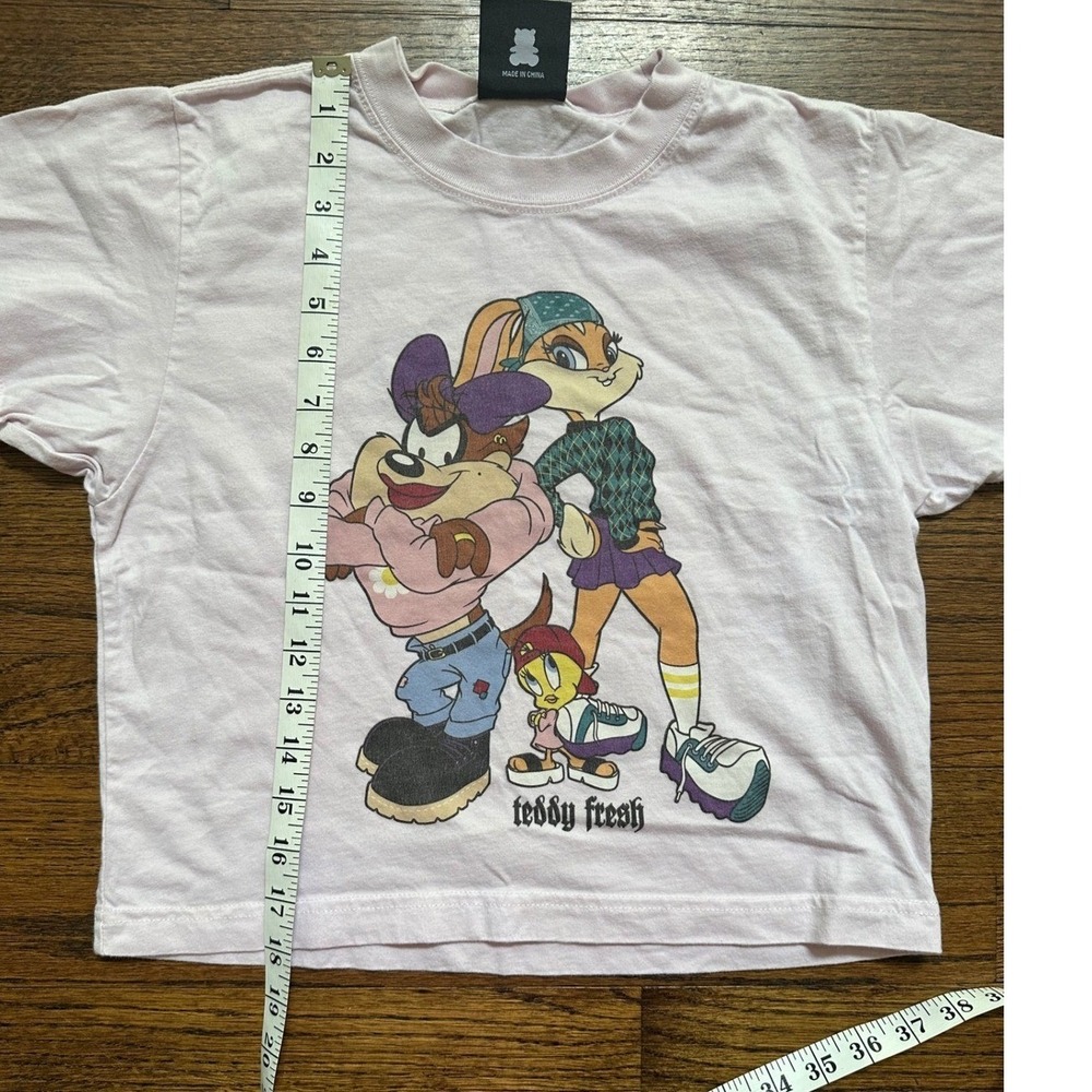 Teddy Fresh x Looney Tunes Bad Girls Graphic Pink Short Sleeve Boxy Tee Small - Picture 4 of 6